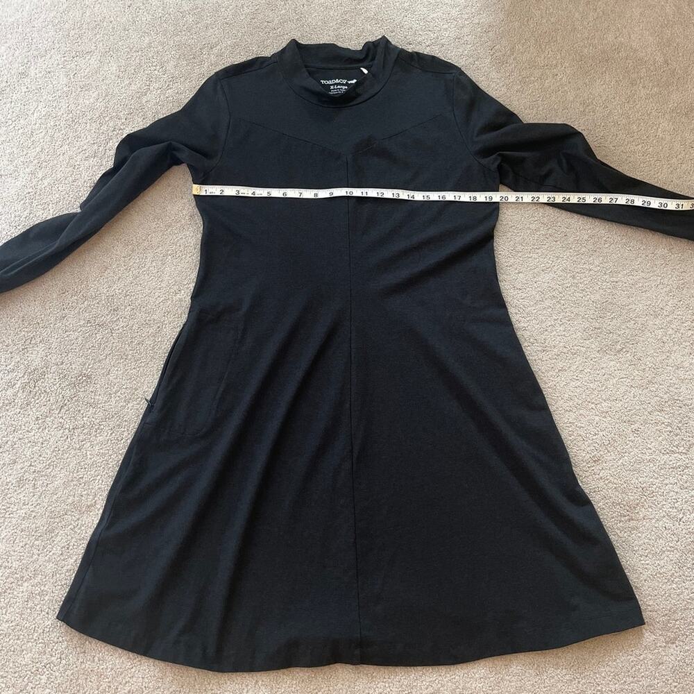 Toad & Co Organic Cotton Tencel Long Sleeve Mock Neck Dress Black Sz XL Outdoors - Picture 6 of 7